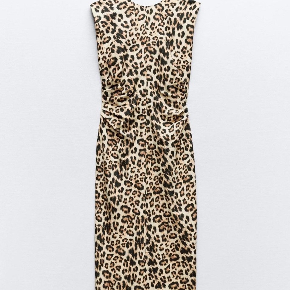 Zara Animal Print Midi Linen Dress